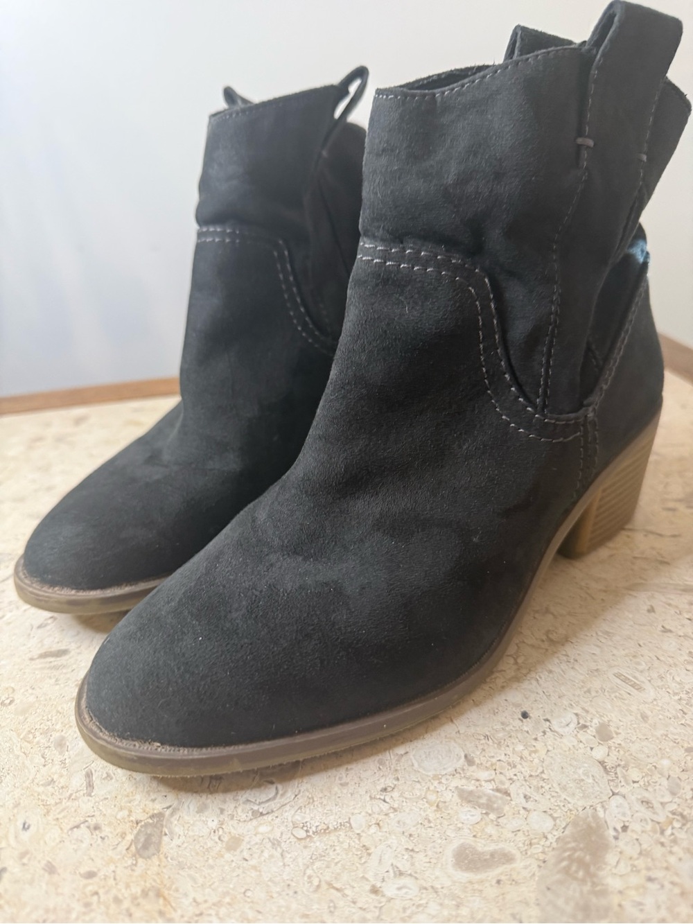 Merona- Black Suede Ankle Boots - Women's Chelsea Heel